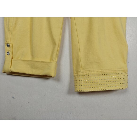 DreamJeannes Quacker Factory  Womens M Yellow Pull On Crop Capri Pants - Picture 3 of 10